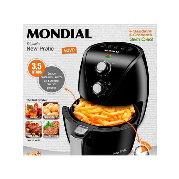 Fritadeira Elétrica sem Óleo/Air Fryer Mondial - New Pratic AF-31 Preto 3,6L com Timer