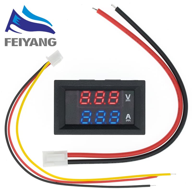 Voltímetro Digital DC 0-100V 10A Amperímetro De Duplo Display Painel Do Medidor De Corrente Voltagem 0.28 " LED Vermelho Azul