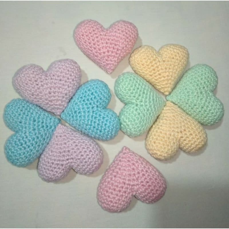 Coração de crochê amigurumi kit 6 unidades