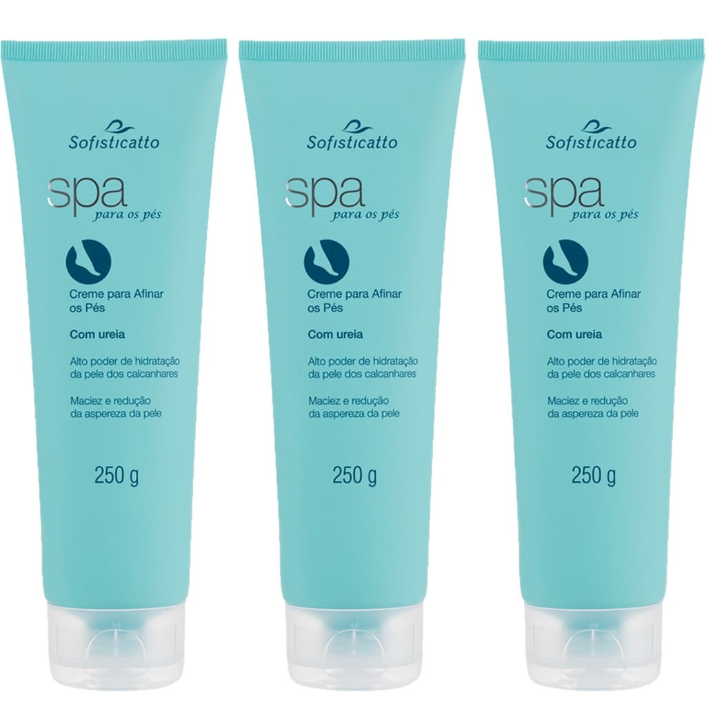 Kit 03 Cremes Hidratante Para Afinar Os Pés Com Uréia 250g