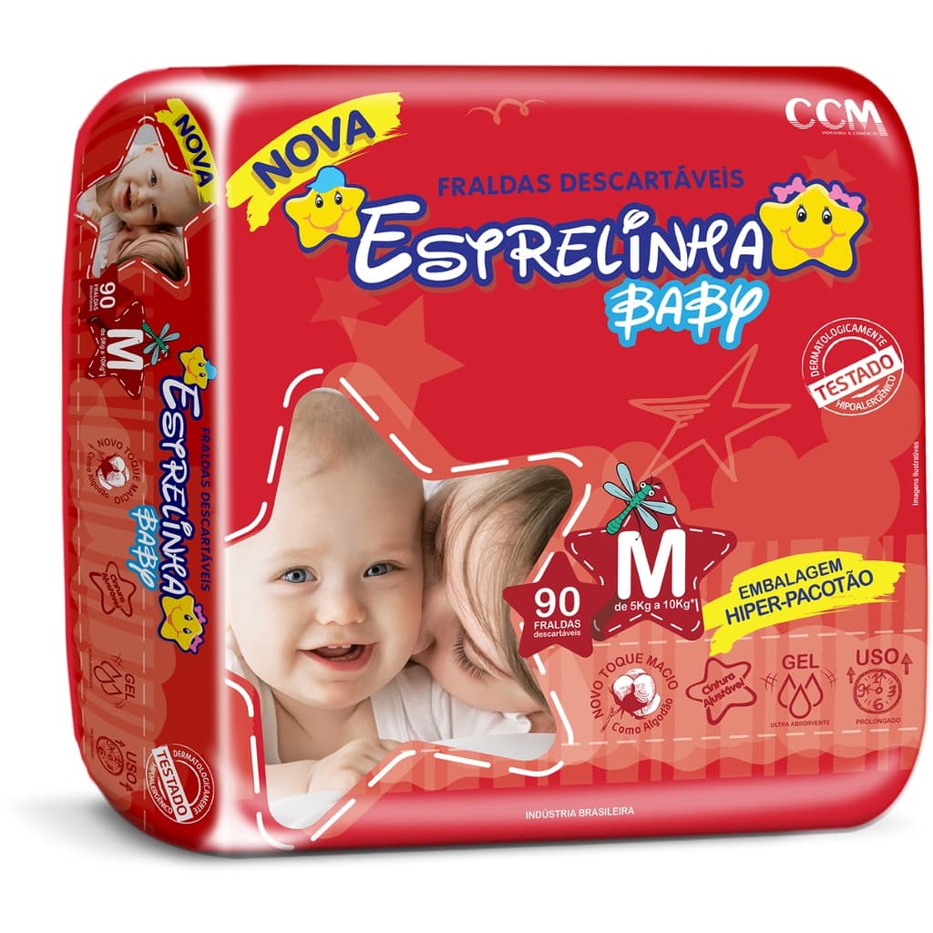 FRALDA DESCARTAVEL INFANTIL BARATA ESTRELINHA IDEAL PARA ESCOLINHA M
