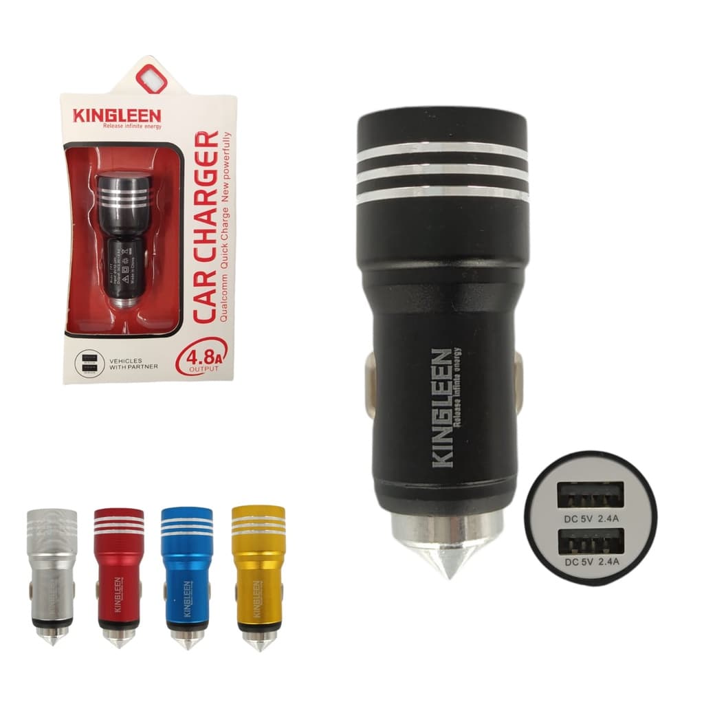 Carregador Veicular Turbo 4.8A Automotivo 2 Usb Kingleen Atacado Revenda