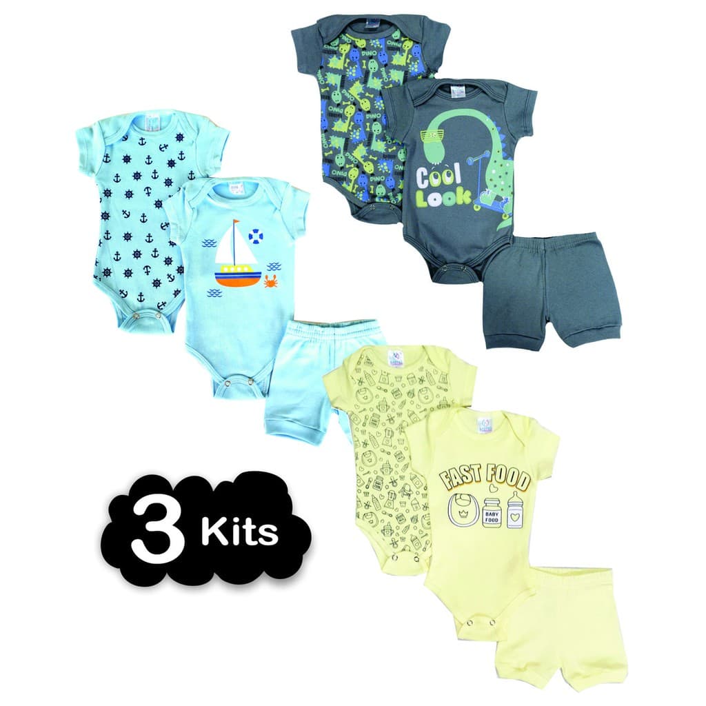 Roupas de Bebê 9 Peças Body bebe VERÃO MENINO ou MENINA Bodie curto - 3500