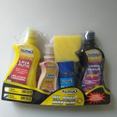KIT LIMPEZA CARROS, MOTOS(CERA POLIDORA, LAVA AUTO.SILICONE E LIMPA PNEUS(grátis 1esponja)