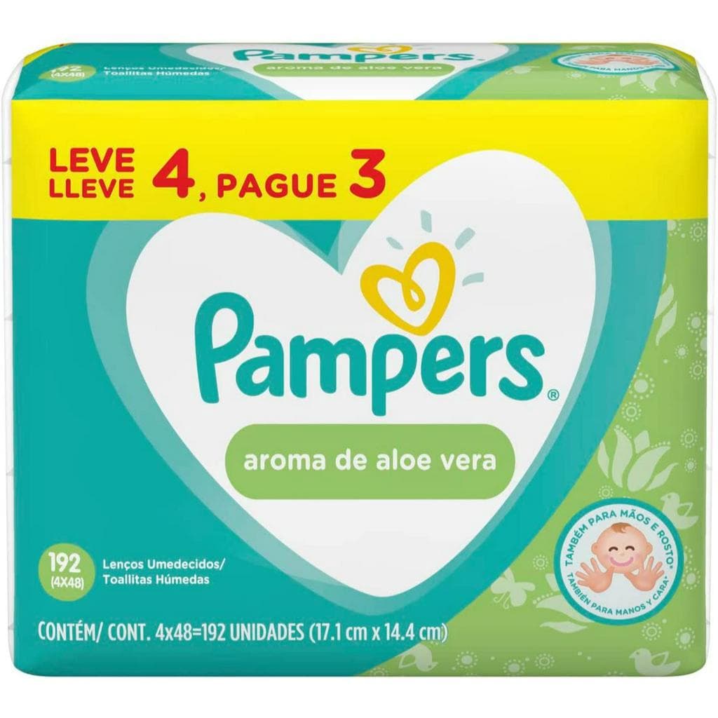 Kit Com 4 Pacotes Lenço Umedecido Pampers Aloe Vera 