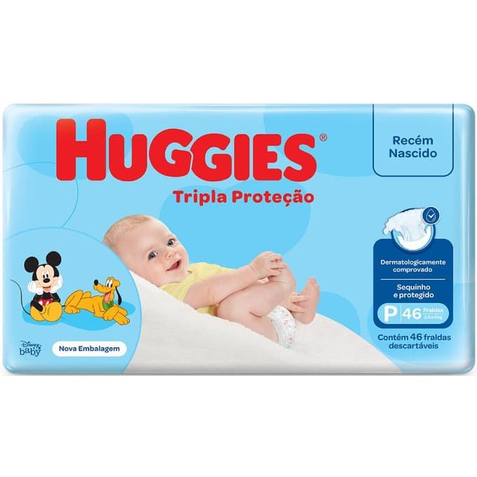 Fraldas Huggies T.protecao Mega P 46 M 42 G 36 Xg 32