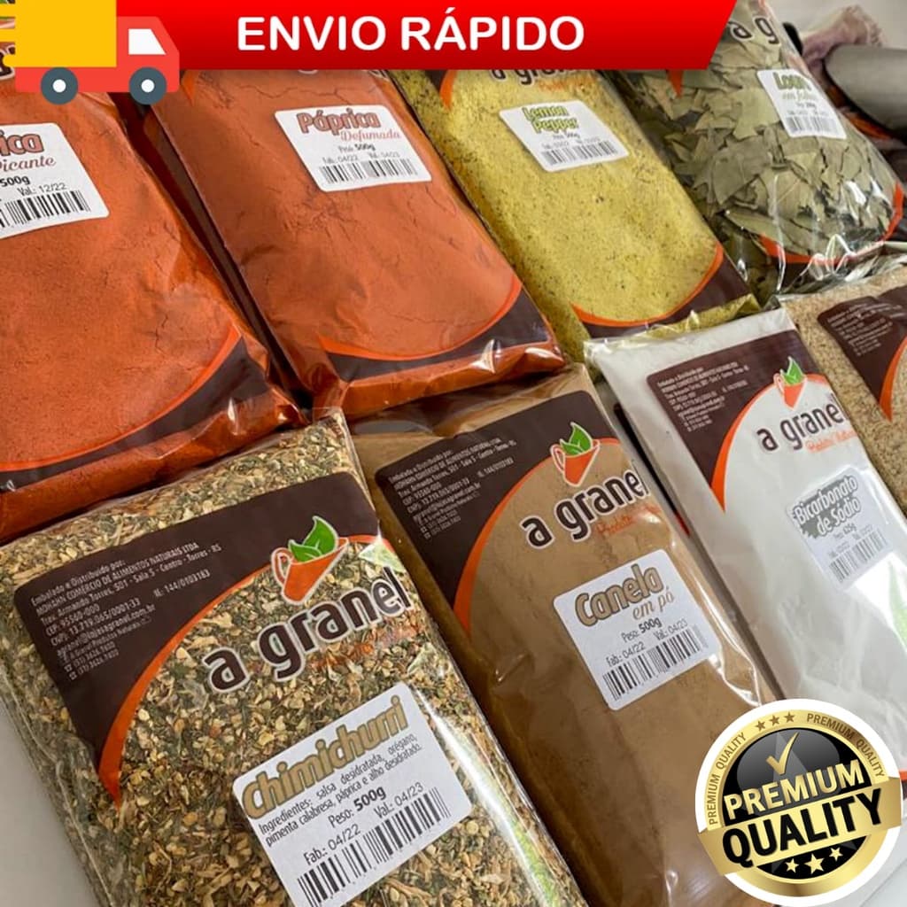 Temperos, Condimentos e Especiarias 500g Embalagem Econômica