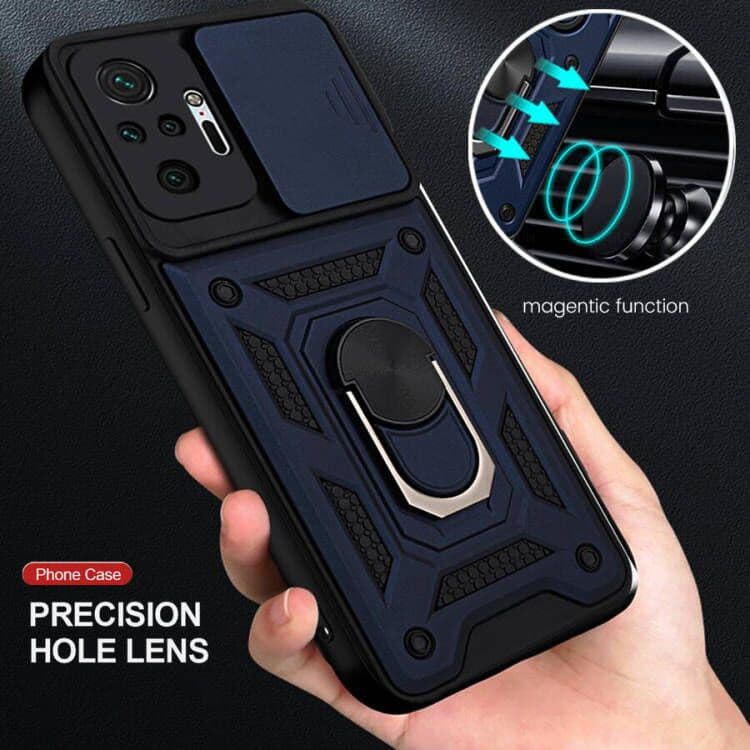 Capa Armadura Anti-Impacto Com Suporte De Câmera Para Carro Xiaomi Redmi Note 10 Pro 10S Poco F3 X3 NFC K40