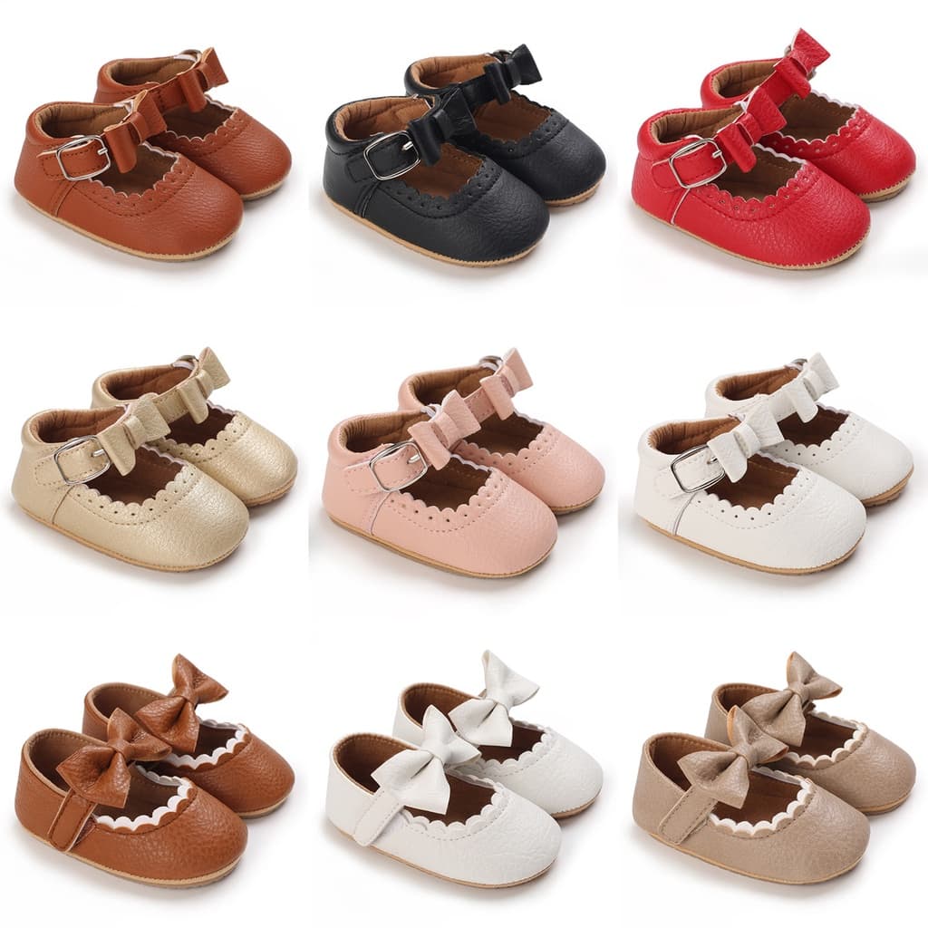 2022 Primavera Sapatos De Bebê PU Couro Para Meninas Recém-Nascidos Primeiro Andadores Princesa Laço Prewalker