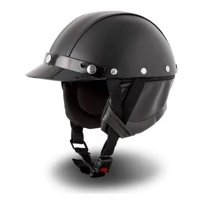 Capacete Capacetinho Coquinho Couro Moto Bike Patinete Eletrico Eletrica Chopper Custom Vintage Preto Pro Tork