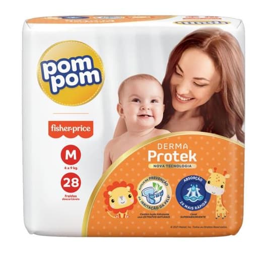 FRALDA POM POM DERMA   M / 28 unidades