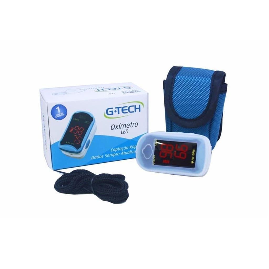 Oximetro Profissional De Dedo G-Tech Com Estojo Capa Pilhas e Cordão