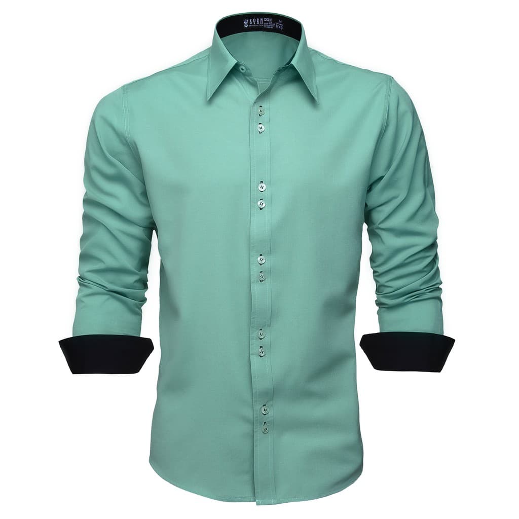 Camisa Social Masculina Slim Manga Longa Verde Passa Fácil