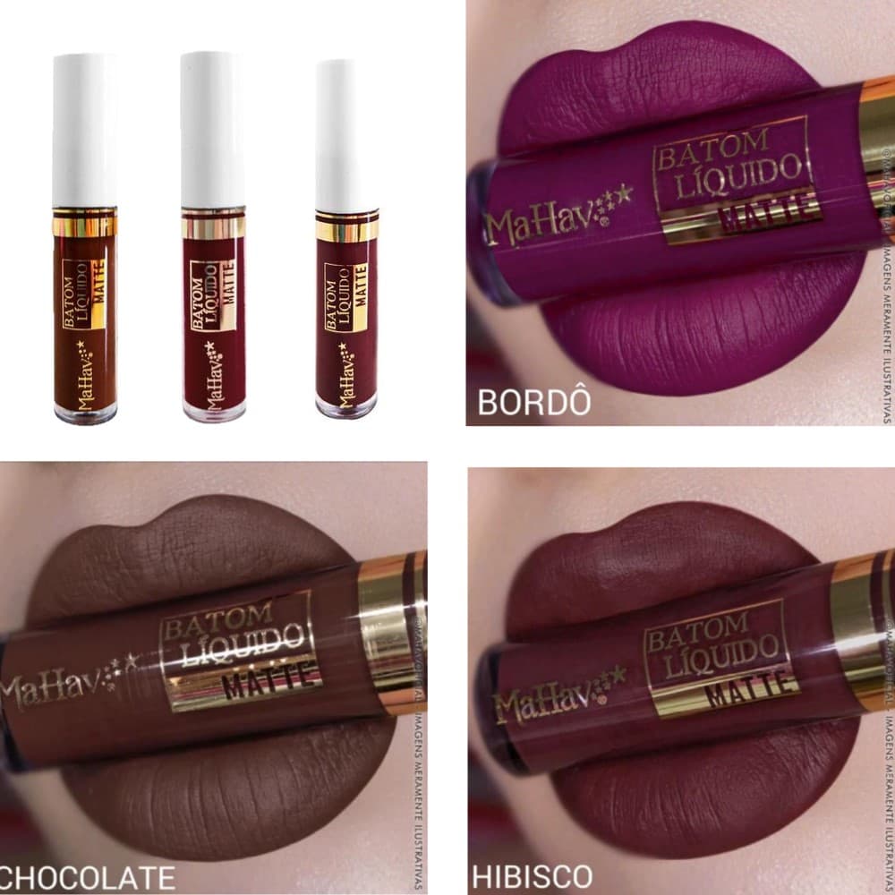 - 03 Batom Liquido Matte - Kit Glamour  - Mahav