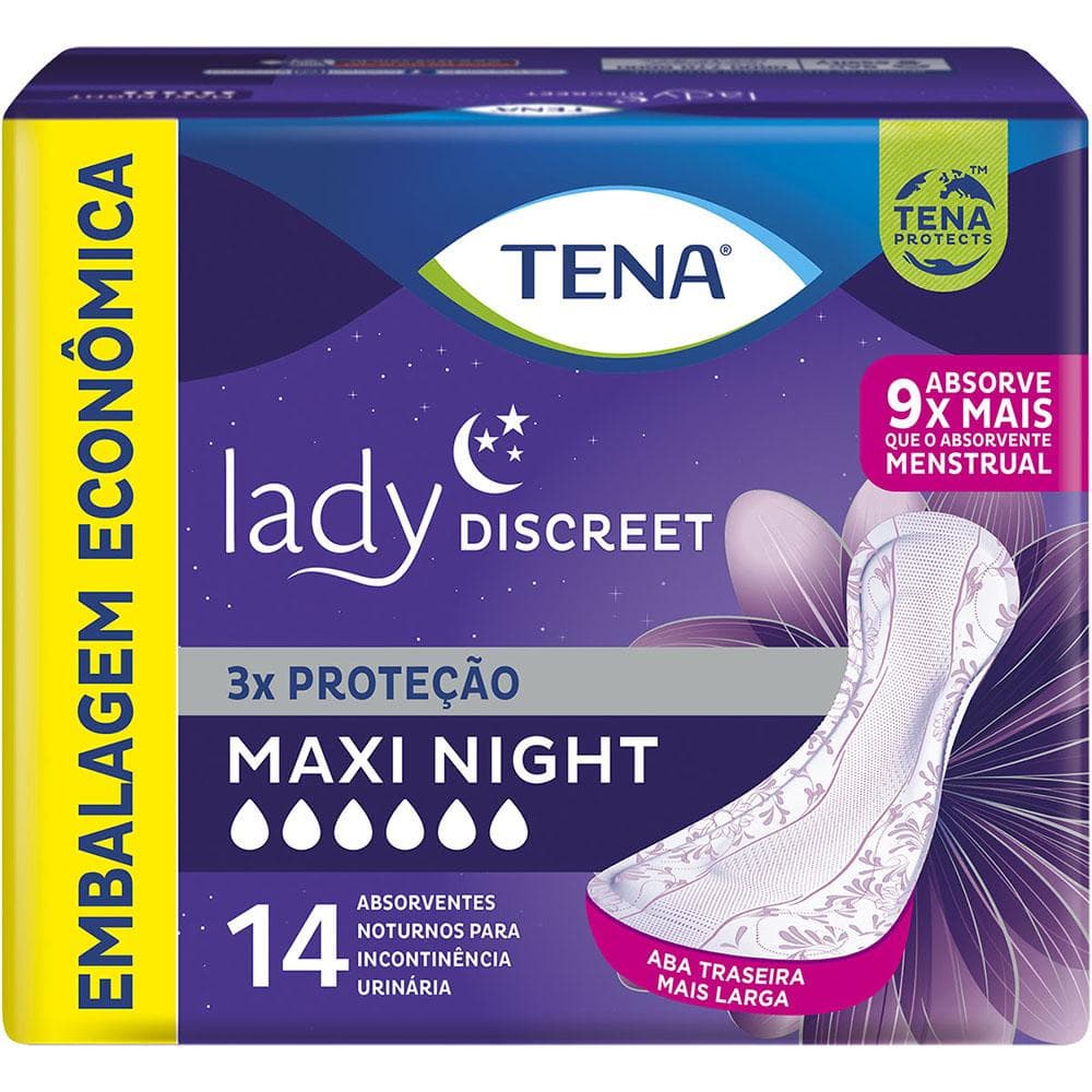 Absorvente para Incontinência Urinária Lady Discreet Maxi Night com 14 unidades 