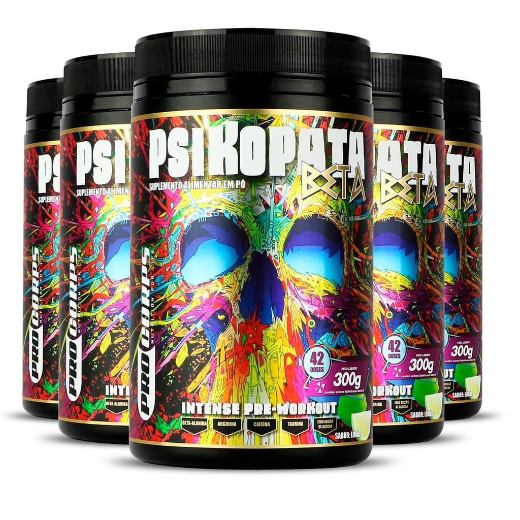 5 Pré treino Psikopata Beta 300g - Pro corps