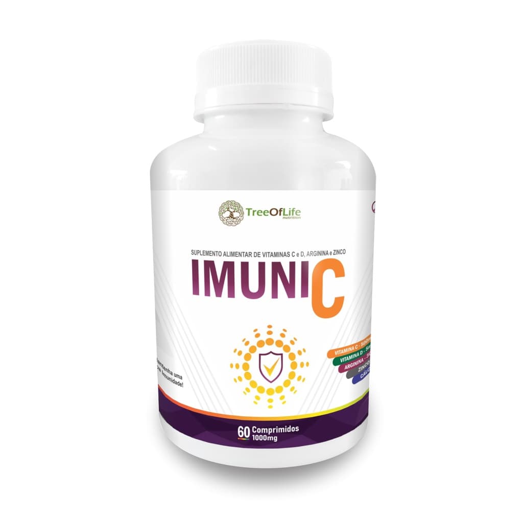 Super Vit C Imune 5+ (Arginina Vitamina C Vitamina D Zinco e Cálcio) 60 Comprimidos 1000mg