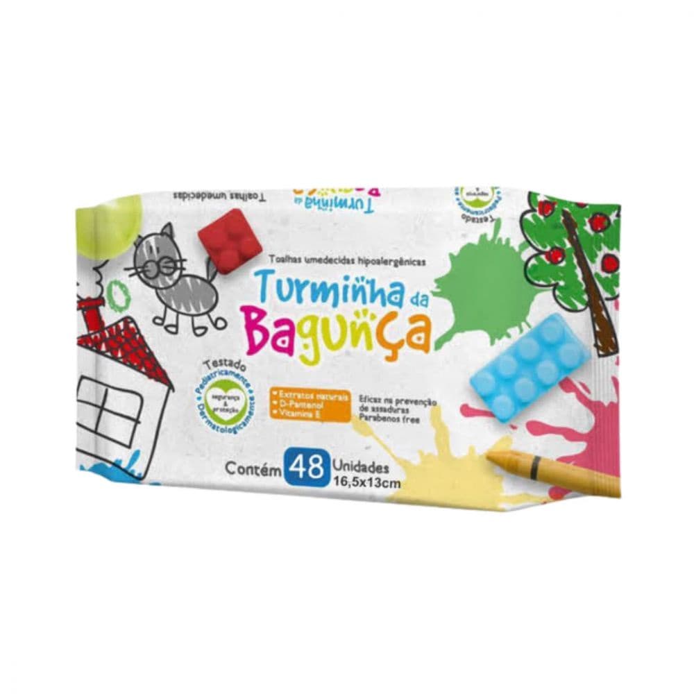 Toalhas Umedecidas Turminha da Bagunça 48 Unidades Lenços Umedecidos