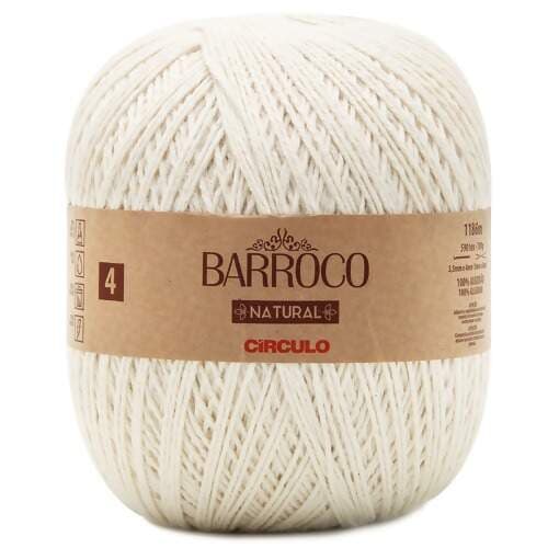 Barbante Barroco NATURAL Fio N° 4 Círculo 700 gramas para Crochê, Tricô e Amigurumi