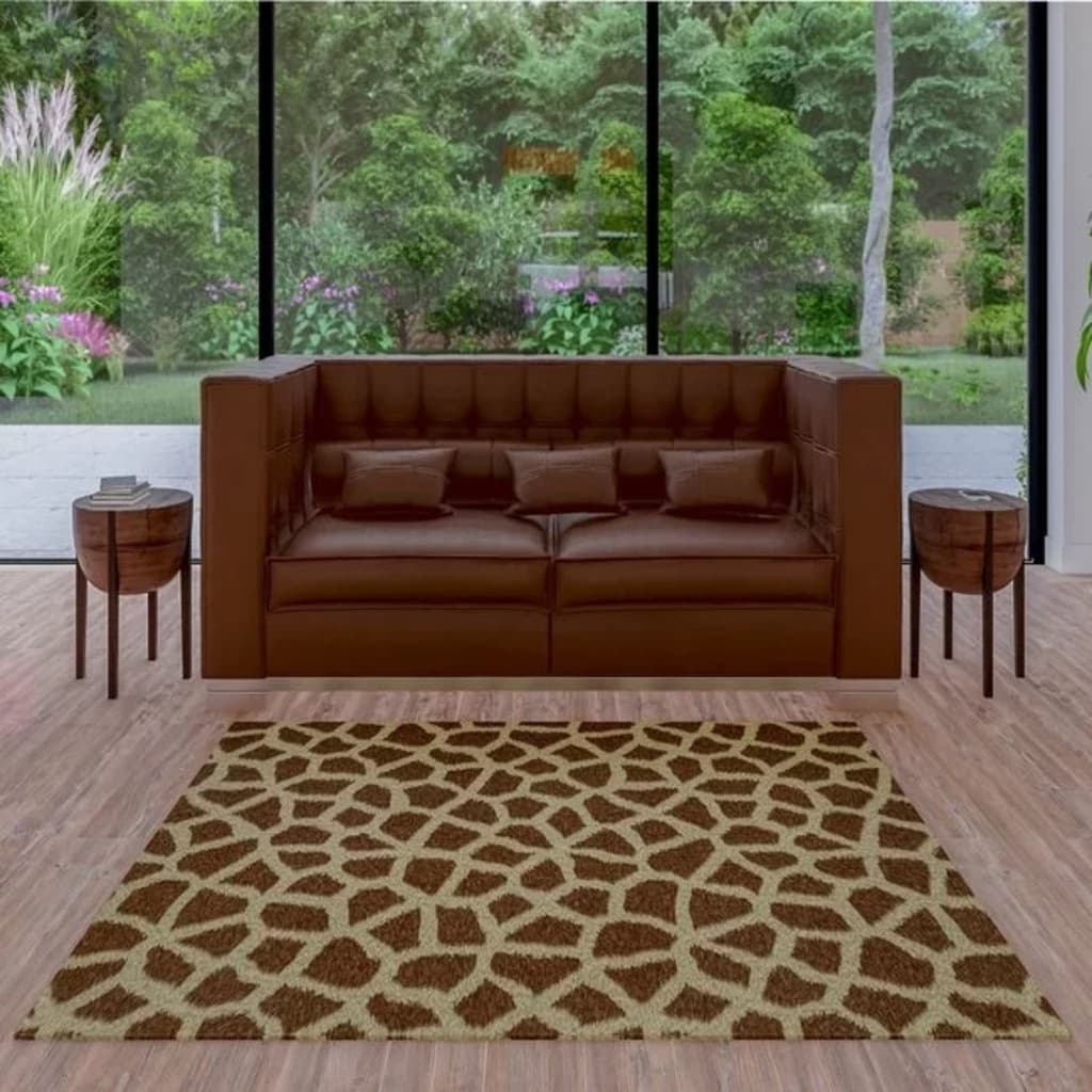 Tapete de Sala Emborrachado Onça 118x70 Base Antiderrapante