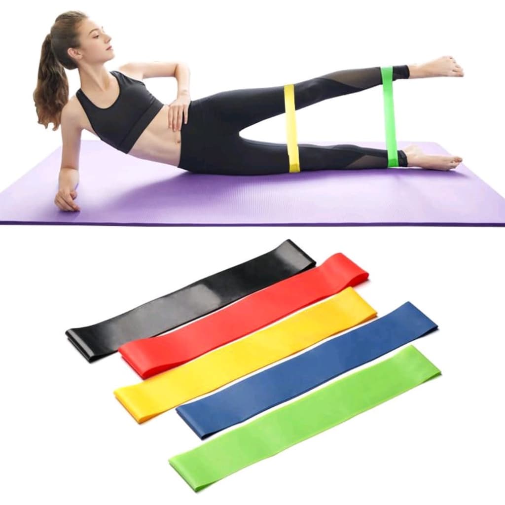 Kit 5 Mini Band Faixa Elástica de Resistência para Treino Yoga Pilates Treino Academia Musculação