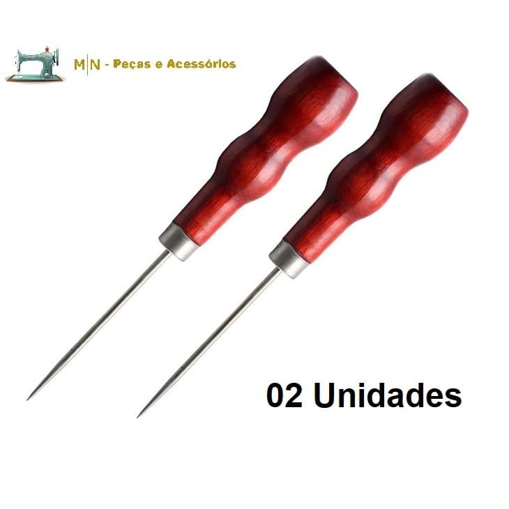 Furador Manual Cabo Madeira Furar Tecido Patchwork 02 Un