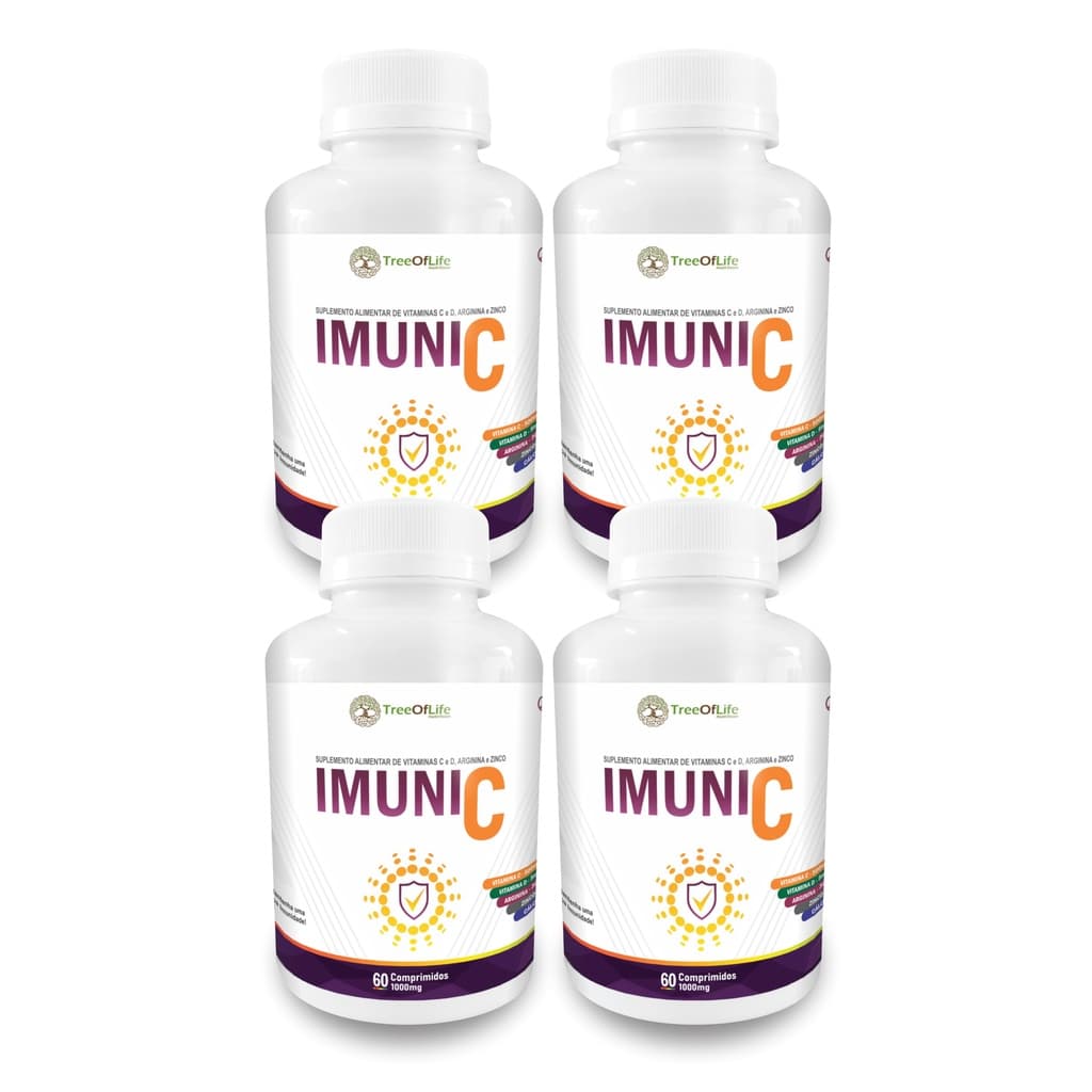 Kit 4x Super Vit C Imune 5+ (Arginina Vitamina C Vitamina D Zinco e Cálcio) 60 Comprimidos 1000mg