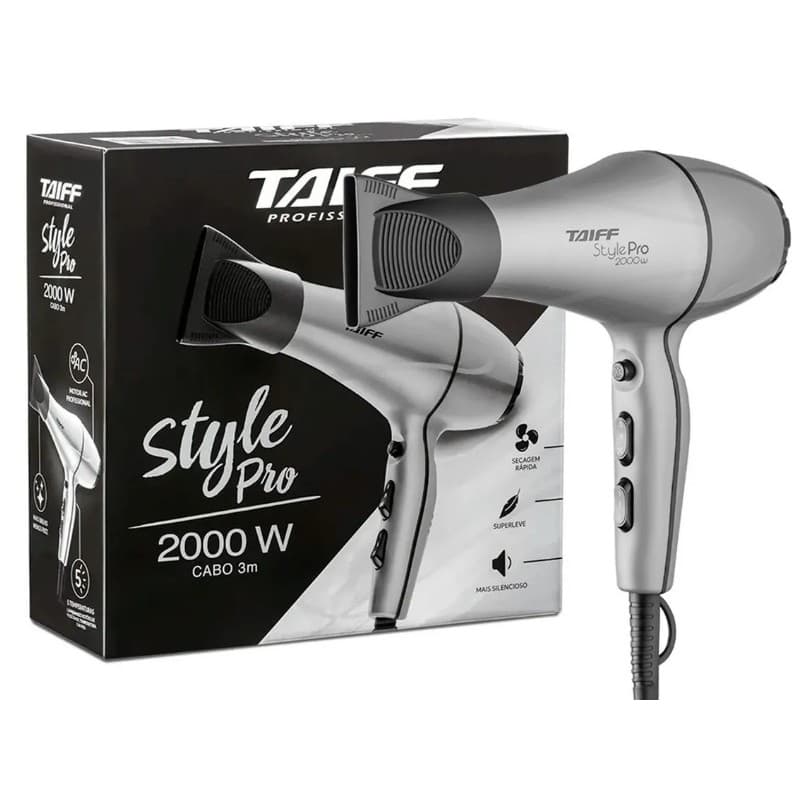 Secador de Cabelo Taiff Style Pro Prata Profissional- 127V OU 220V