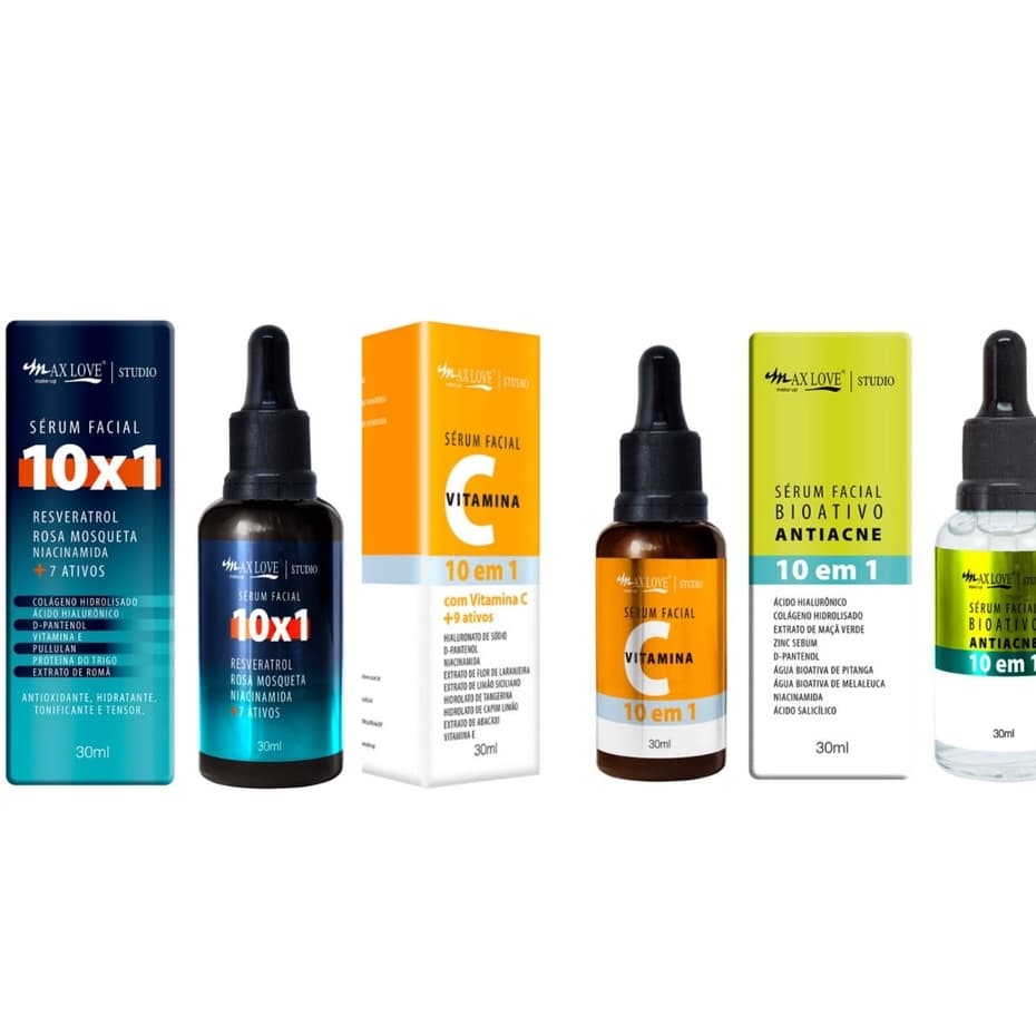 Kit Sérum 10x1 Vitamina C + 10x1 Resveratrol + 10x1 Bioativo