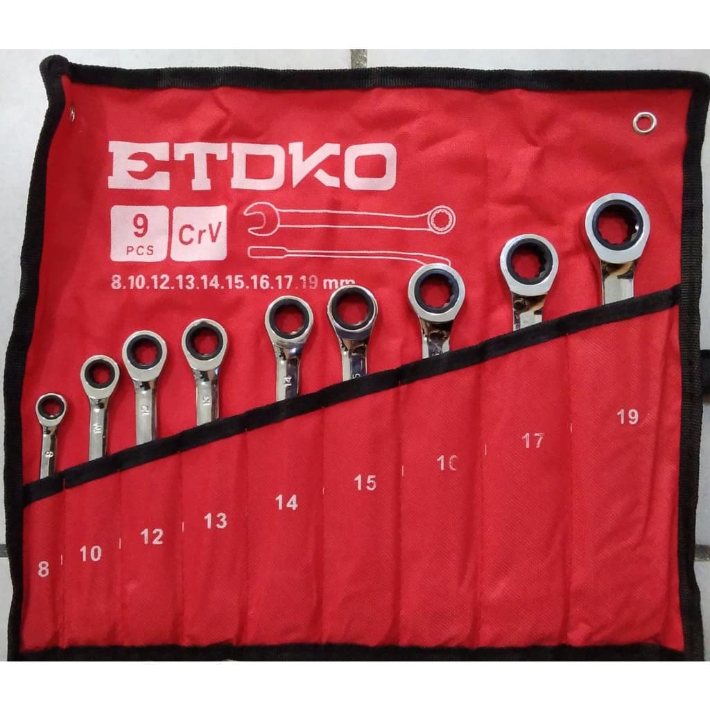 Kit Jogo Chave 9 Pçs Ferramentas Articuladas Catraca Chave Boca 11398