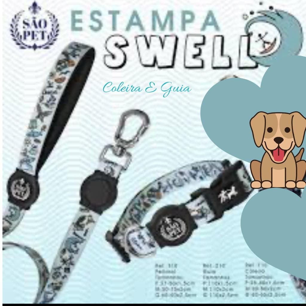 Coleira Guia Peitoral São Pet Azul ou Rosa com guia São Pet Regulável para Cachorro Gato Pet Cão Luxo