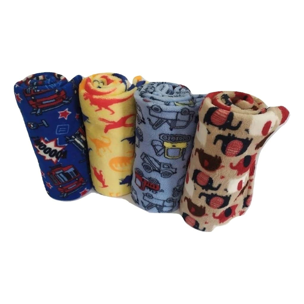 Kit 4 Mantas Cobertor Infantil Para Bebe Estampada Enxoval