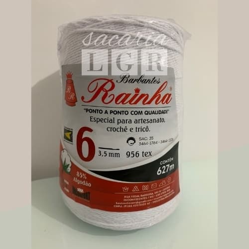 Barbante Para Crochê Tricô Rainha 6 Fios 627m Branco