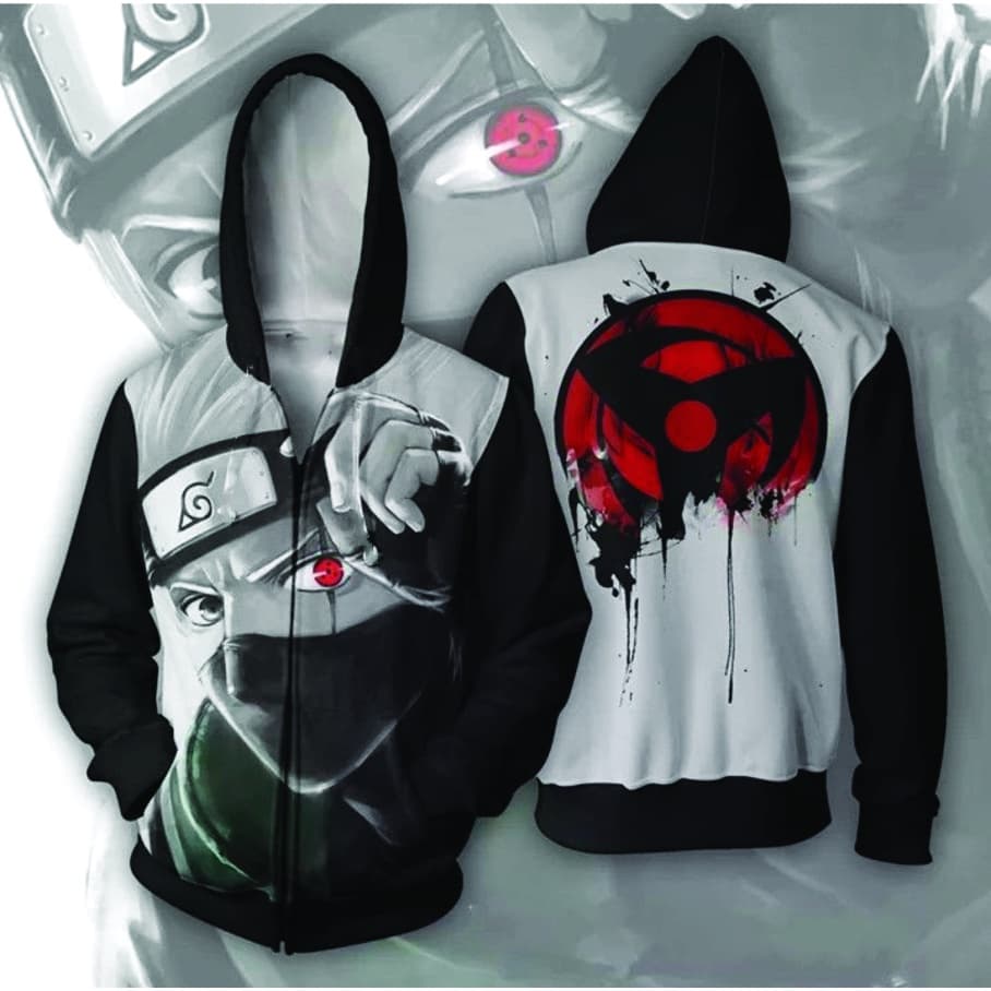 Casaco Adulto Anime Naruto Kakashi Capuz e Zíper