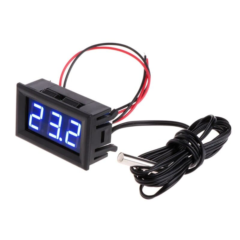 Medidor Temperatura Termômetro Digital 12v Automotivo Radiador Som Piscina Aquário - AZUL