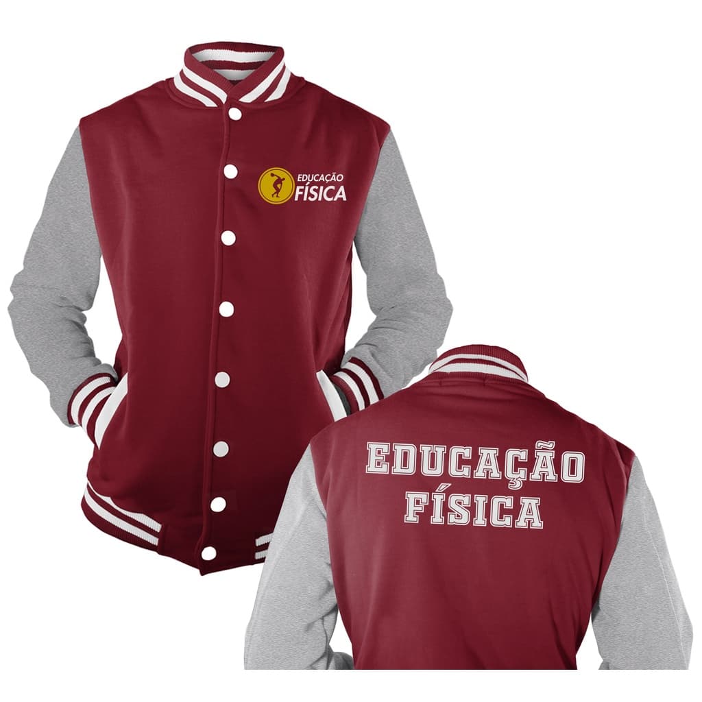Jaqueta Blusa Moletom College Bordada Educação Física Unissex