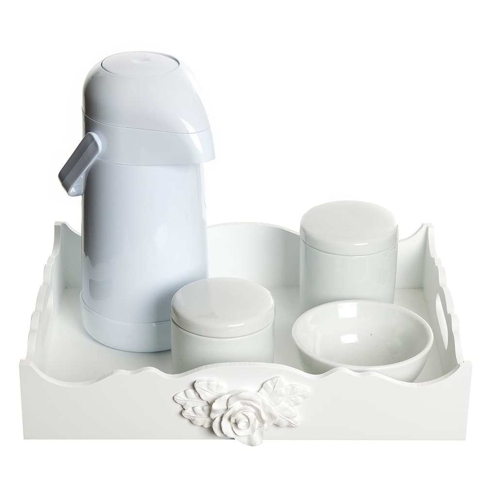 Kit Higiene Bandeja Resina Rosa Quarto Bebê E Infantil