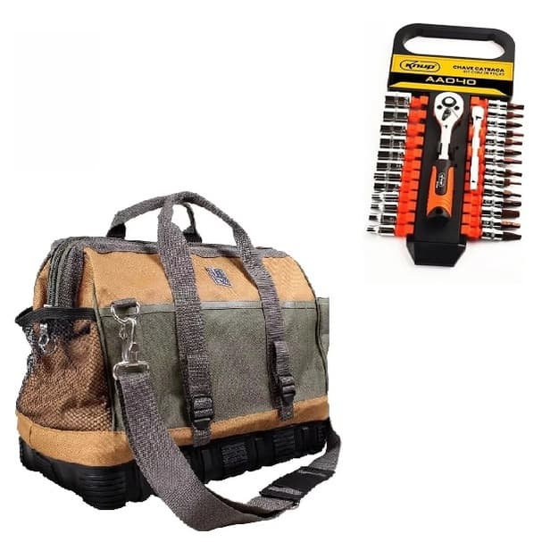 Bolsa Maleta Lona 23 Bolso Fundo Borracha Jogo Chave Catraca