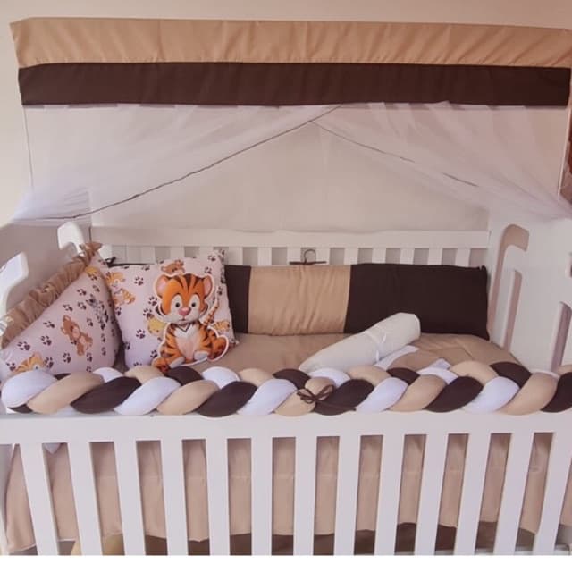 Kit Berço 10 Peças Sublimado bebê Onça Marrom Para berço - Padrão Americano