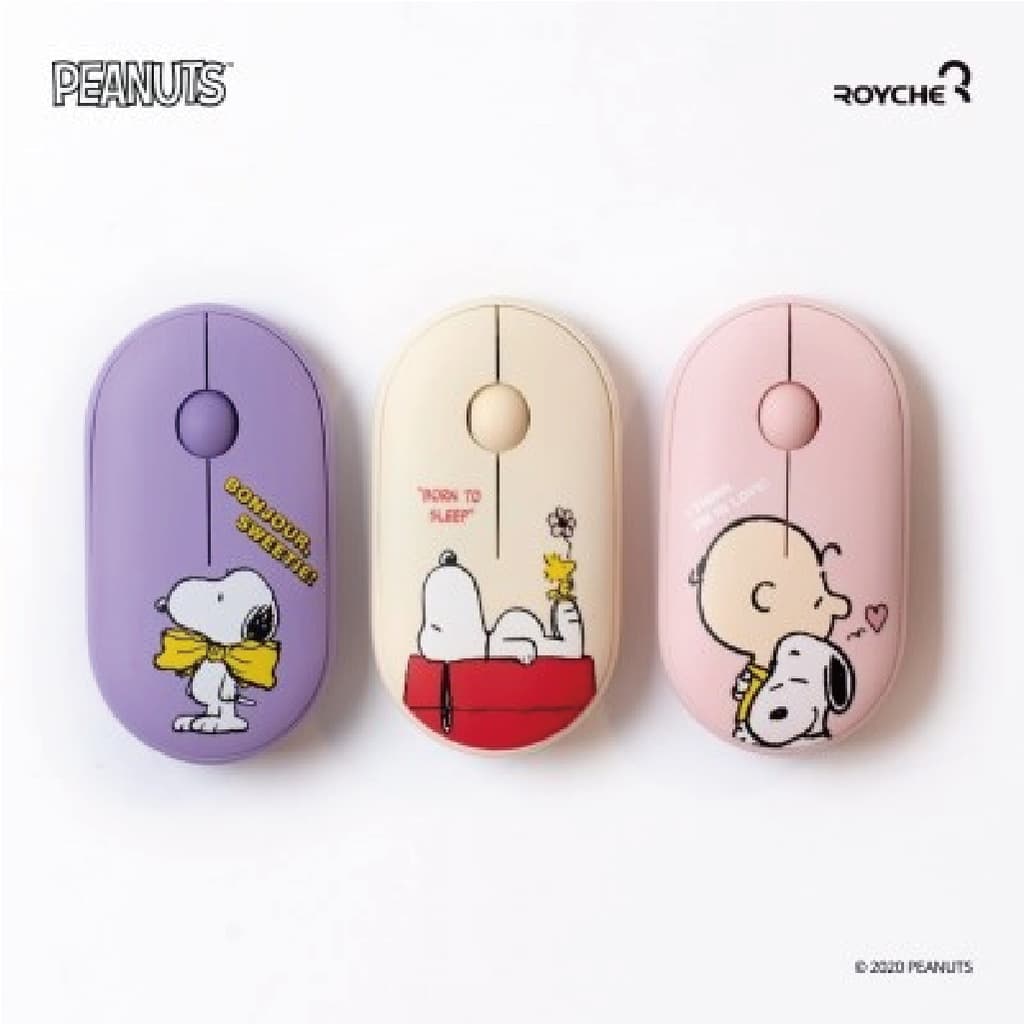 Rato Sem Fio E Bluetooth ROYCHE Snoopy | Modo Duplo (2.4 Ghz +) Multiemparelhamento Silencioso , Leve De 3 Dispositivos