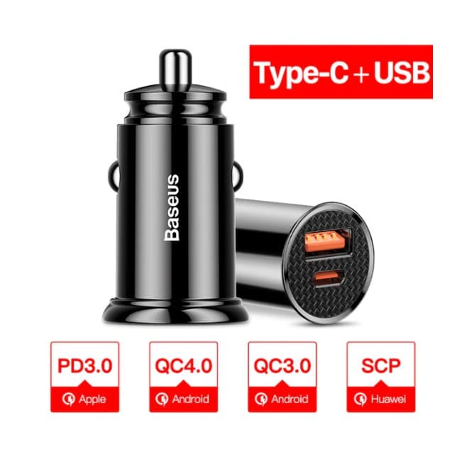 Carregador Inteligente Veicular Baseus Turbo Usb/type-c 30w Original