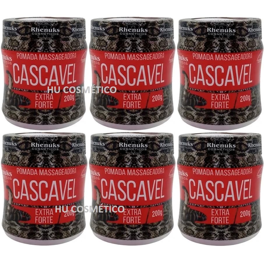 Kit 6 Pomadas Massageadora Cascavel Extra Forte 200g - Rhenuks