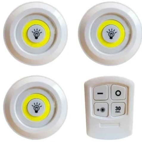 Luminária Led Spot Com 3 Lâmpadas Controle Remoto Sem Fio