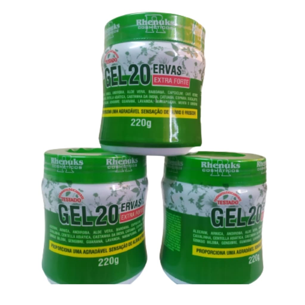Kit C/3 Gel 20 Ervas Extra Forte Alivia A Dor Muscular
