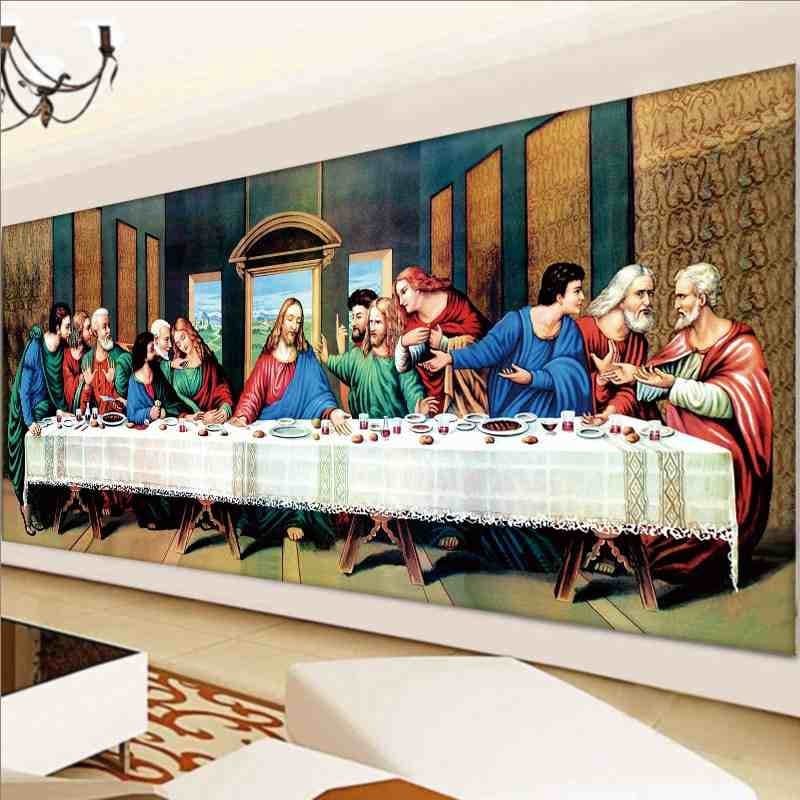Diy 5d Artesanato De Plástico A Última Ceia Jesus Pintura Diamante Redondo Cheio De Diamantes