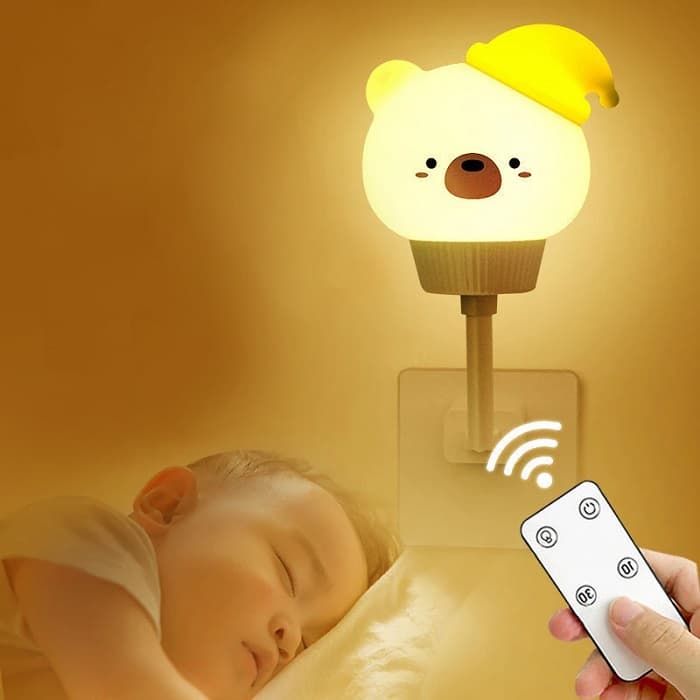 Luz Noturna Led Bebê USB Controle Remoto Dimerizável Abajur Luminária Quarto Regulável