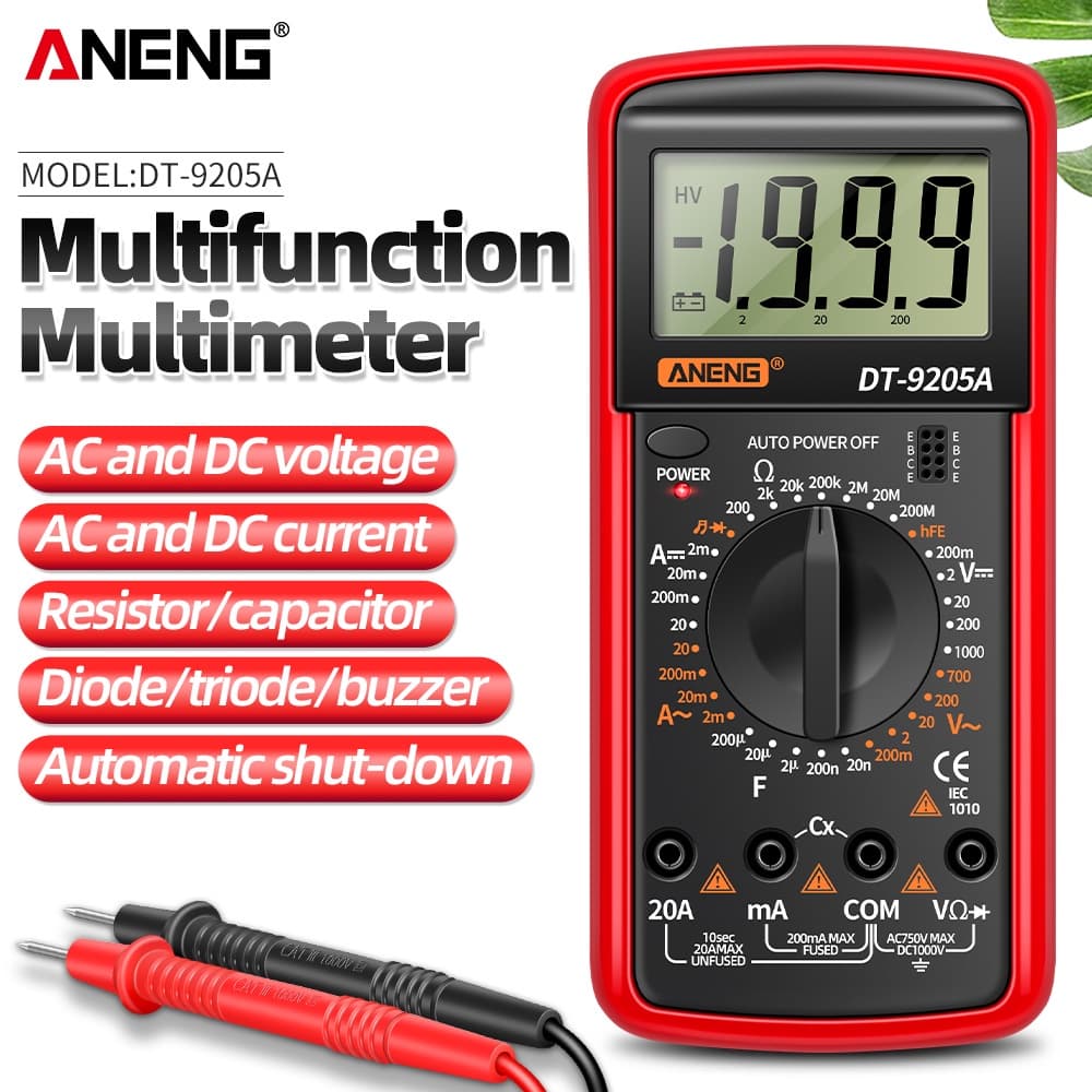 ANENG One Set DT9205A Multímetro Digital , Faixa Automática Com Tensão AC/DC Resistência De Corrente Capacitância E Test