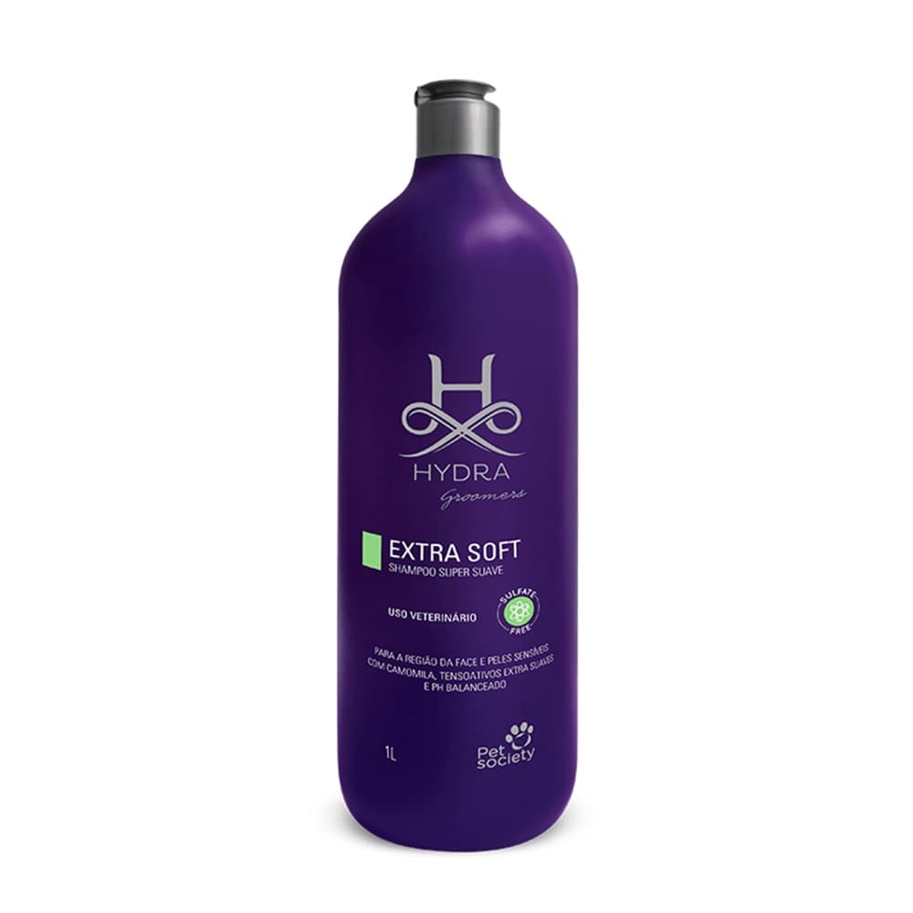 Shampoo Pet Cães e Gatos Hydra Groomers Extra Soft Para Peles Sensíveis e Rosto 1L
