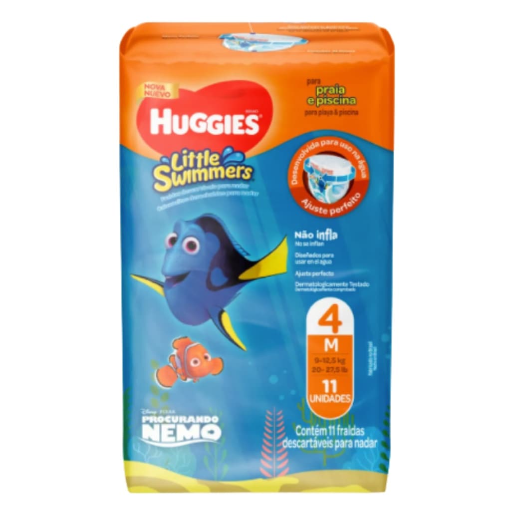 Fralda huggies praia piscina m 11 unidades little swimmers nemo