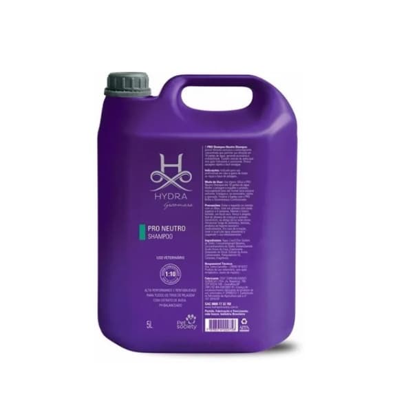 Shampoo Hydra Groomers Pro Neutro Pet Society Para Cães E Gatos - 5 L